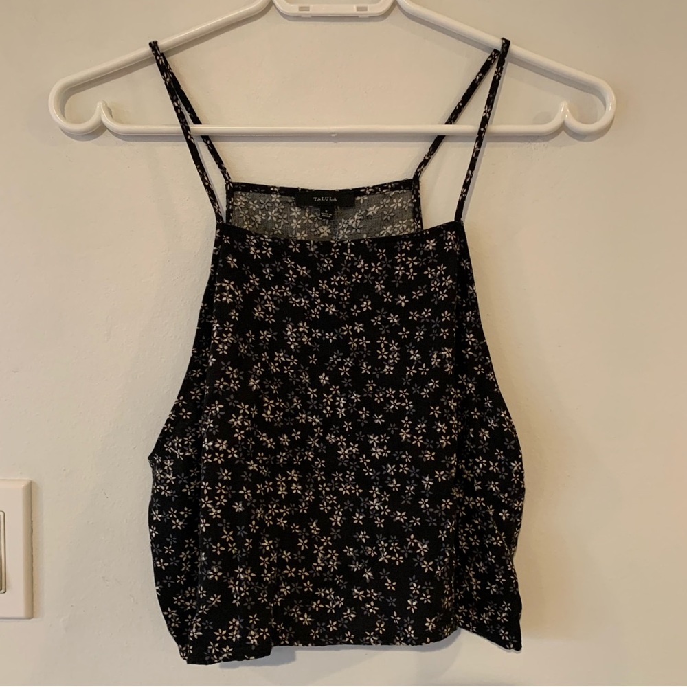 Talula Prairie Flower Crop Top Strappy Black Pink Cottage core Women’s Small S